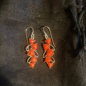 Red and Gold Dangle Earrings